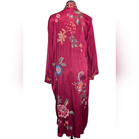 NWT JOHNNY WAS Messine Long Kimono Coat Embroidered Floral Pomegranate - Picture 5 of 15